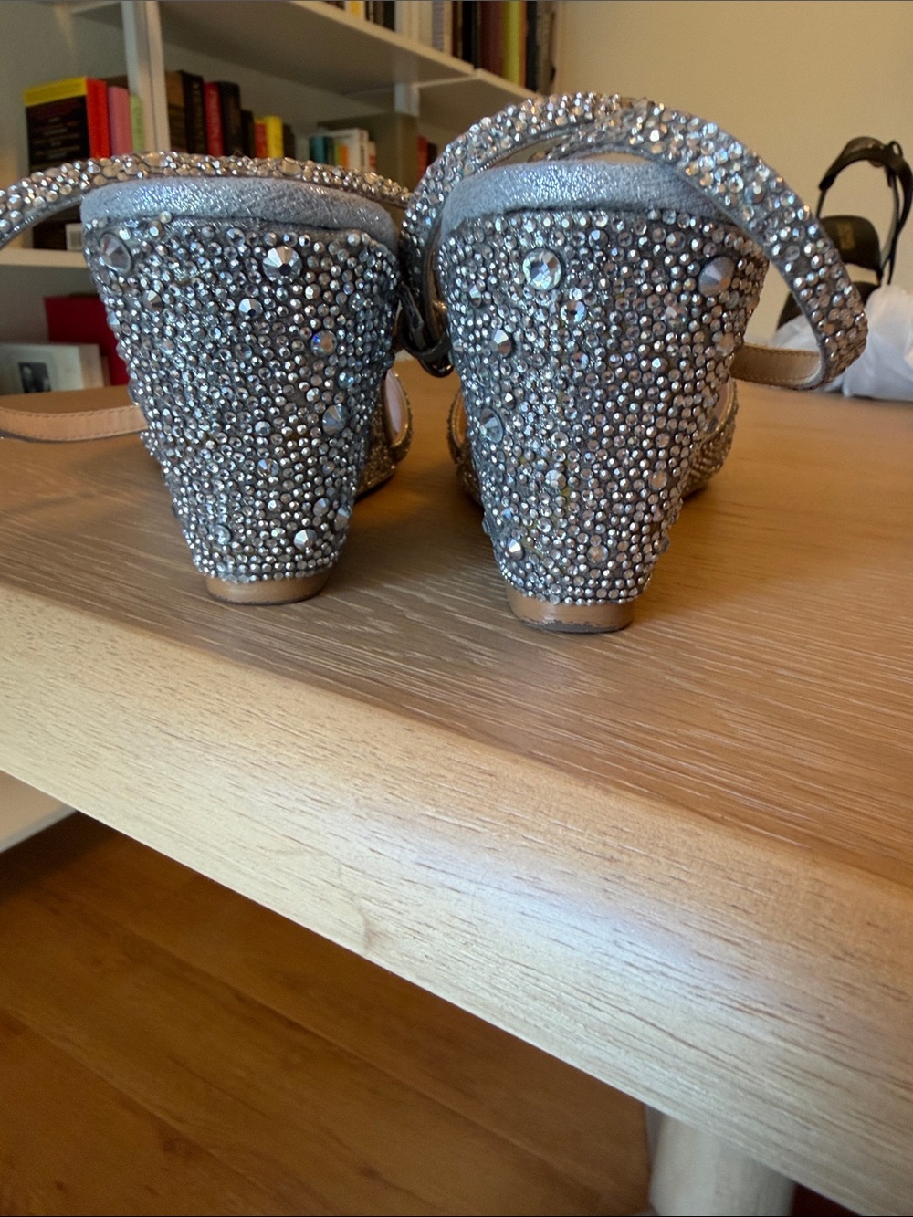 Betsey Johnson Embellished Silver Wedge Sandals - Picture 3 of 7
